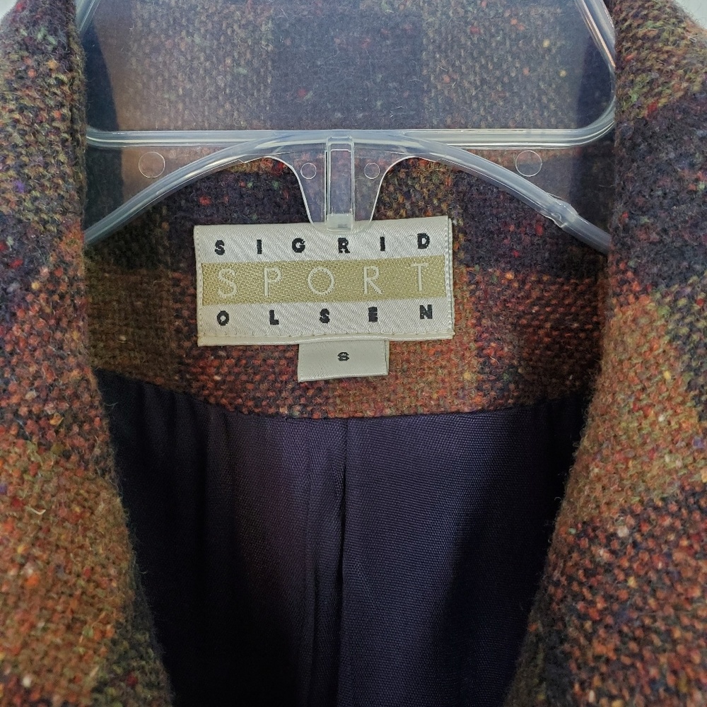 Sigrid Olsen Vintage Plaid Wool Jacket Size S - image 3